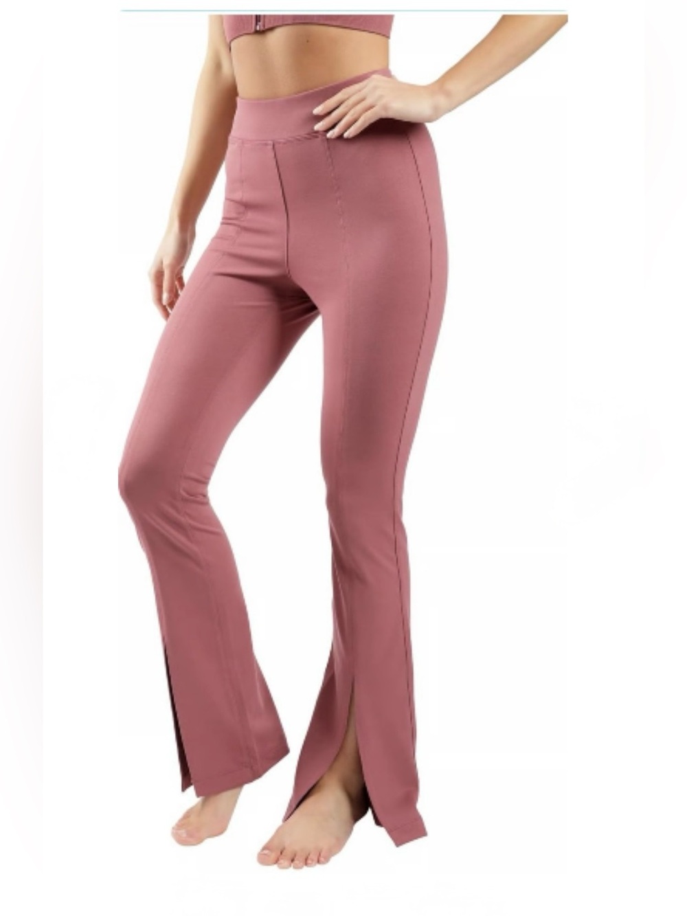 90 Degree Mauve Boot-Cut Flare Pants High Waisted